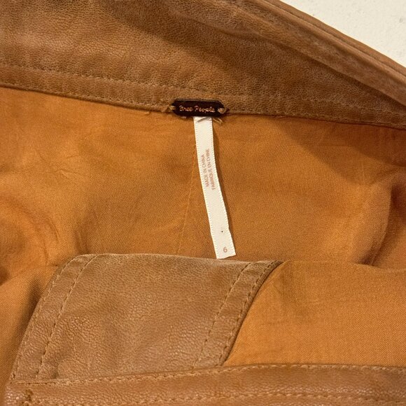 FREE PEOPLE | Camel Faux Suede Wrap Mini Skirt Size 6 - Picture 6 of 9